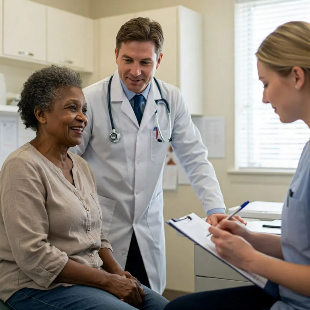A patient experiences a clear and positive consultation, illustrating the effective healthcare communication an advocate ensures